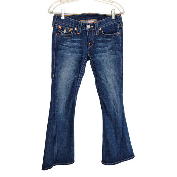 True Religion Joey Low Rise Flare Jeans Saddle Stitch Twisted Seam Women 28 - Picture 3 of 13